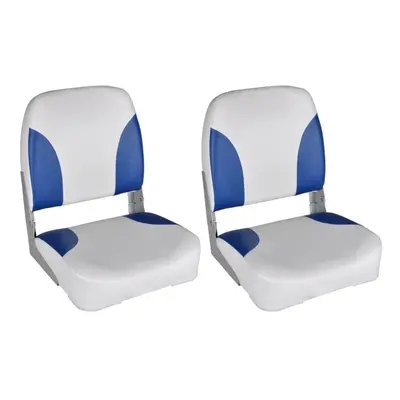 vidaXL 2x Boat Seats Foldable Backrest with Blue-White Pillow Boats Parts