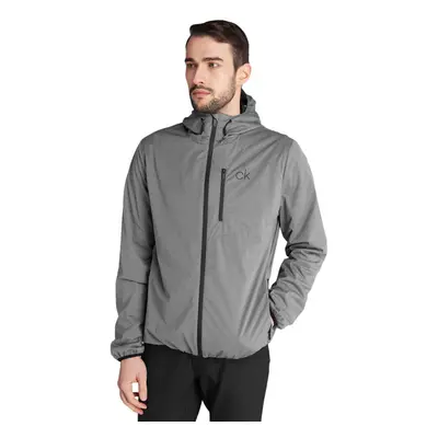 (2XL, Grey Marl) Calvin Klein Mens Ultron Hooded Lightweight Breathable Stretch Golf Jacket