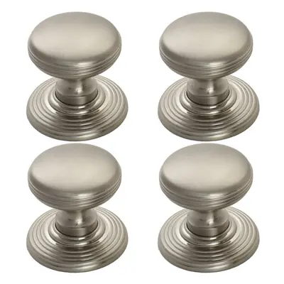 4x Smooth Ringed Cupboard Door Knob 28mm Dia Satin Nickel Cabinet Handle