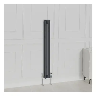 (1500x200mm-2 Column, Anthracite) NRG Traditional Radiator Horizontal Vertical Cast Iron Style D