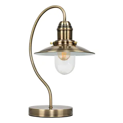 Modern Antique Brass Metal and Glass Fisherman's Vintage Style Lantern Bedside Touch Table Lamp