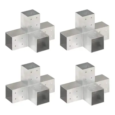 vidaXL 4x Post Connectors X Shape Galvanised Metal 81x81mm Wood Beams Support