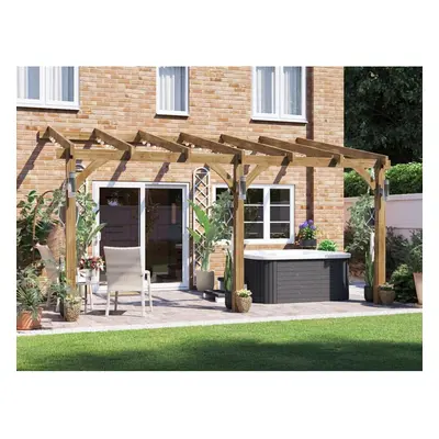 Dunster House Wooden Lean To Pergola Wall Mounted 5m x 3m Leviathan