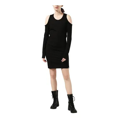 (XS) DIESEL D CECYL 0DAPR Womens Short Dress Cotton Black Long Sleeve Crew neck Tops