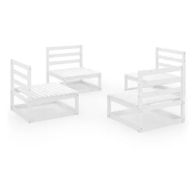 vidaXL Solid Pinewood Garden Lounge Set Piece White Wooden Furniture Sofa