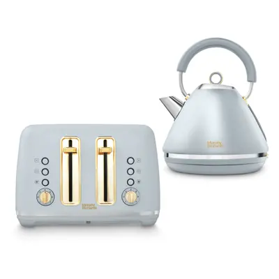 Morphy Richards Accents Grey & Gold Pyramid Kettle & Slice Toaster