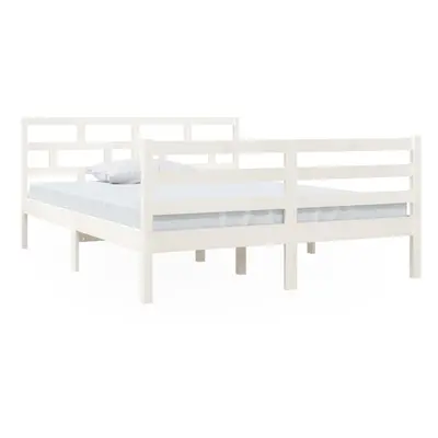 (white, x cm) vidaXL Bed Frame Bed Base Bedstead Bedroom Mattress Foundation Solid Wood Pine