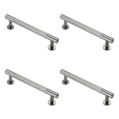 4x Knurled Bar Door Pull Handle x 13mm 128mm Fixing Centres Chrome