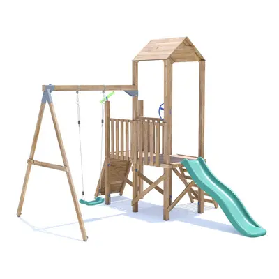 FrontierFort Climbing Frame with Single Swing, Low Platform & Slide