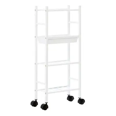 4 TIER WHITE TROLLEY WITH BASKET