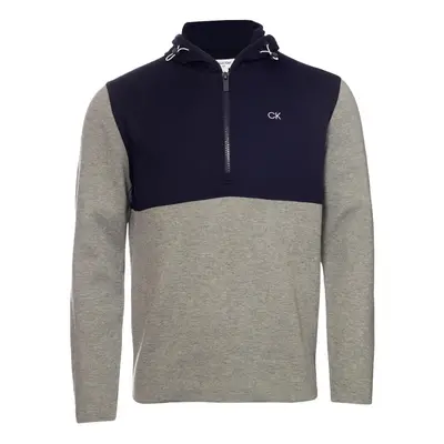 (S, Grey Marl) Calvin Klein Mens Yosemite Hooded Merino Blend Breathable Golf Sweater