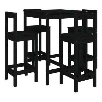 (black) vidaXL Garden Bar Set Wooden Table and Chairs Pub Set Piece Solid Wood Pine