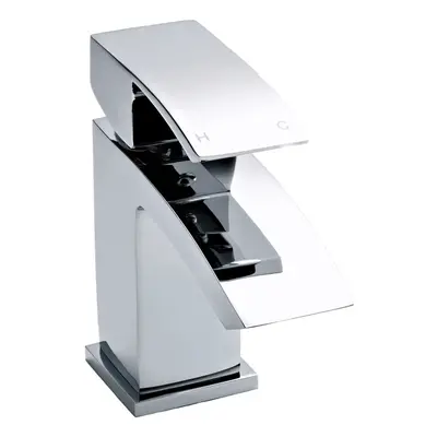 Square Mini Mono Basin Mixer & Push Button Waste - Chrome