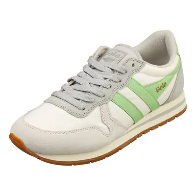 (3) Gola Daytona Chute Womens Fashion Trainers in Off White Green