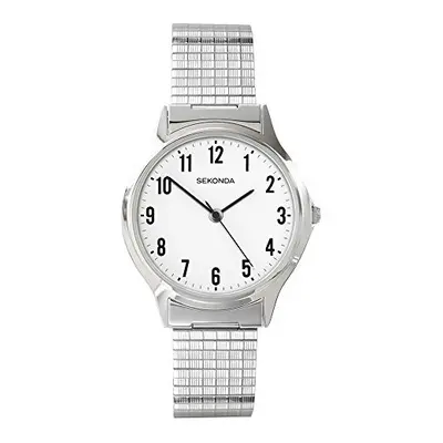 Sekonda Men's Quartz Watch with White Dial Analogue Display and Silver Stainless Steel Bracelet 