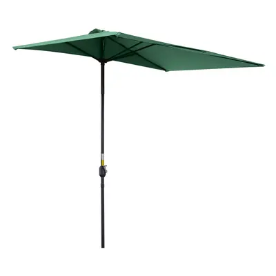 Outsunny 2.3m Garden Balcony Half Round Umbrella Metal Parasol Umbrella Green