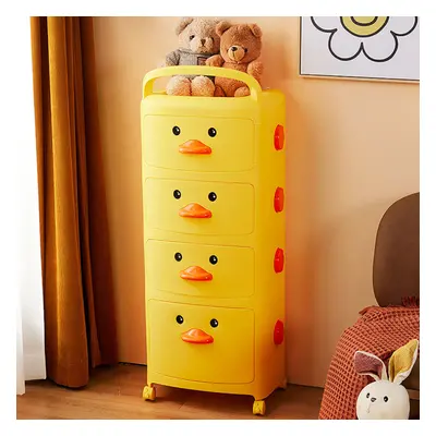 (4-Tier) 3/4-Tier Cute Yellow Duck Storage Cart with Wheels