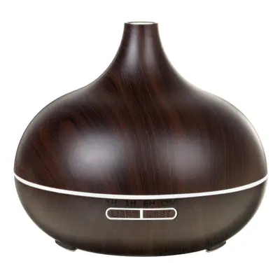 (Deep wood grain) 500ml Light Colors Humidifier Time Settings Cool Mist Aromatherapy Essential O