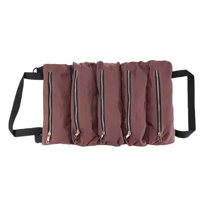 (Coffee) Handheld Foldable Canvas Storage Tool Bag Portable Toolbag Repair Hand Toolkit Metal Sc