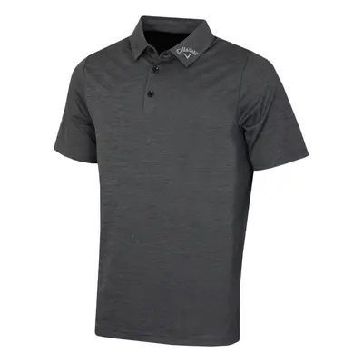 (L, Caviar) Callaway Golf Mens Classic Jacquard Stretch Moisture Wicking Polo Shirt