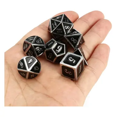 () 7pcs Zinc Alloy Multisided Dices Set Enamel Embossed Heavy Metal Polyhedral Dice With Bag