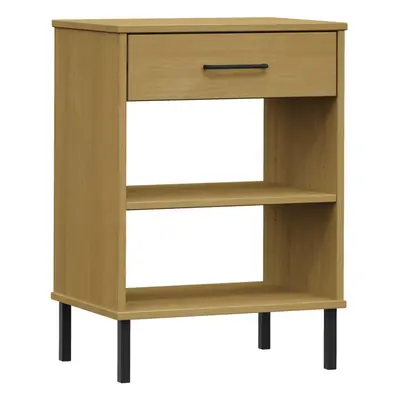 (brown) vidaXL Solid Wood Pine Console Cabinet with Metal Legs OSLO Multi Colours