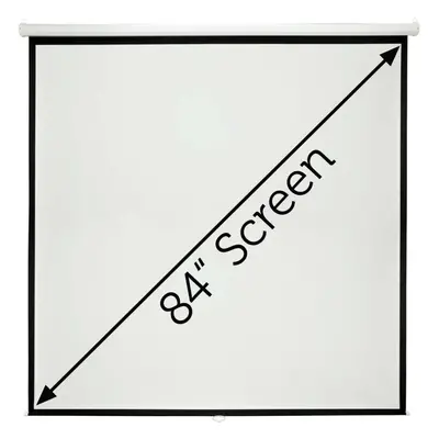 84" Manual Pull Down Projector Screen 1:1 Wall Ceiling Mount Home Movie Cinema