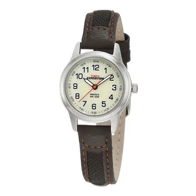 Timex Expedition Cream Dial Brown Leather Fabric Strap Watch (Model No. T41181)