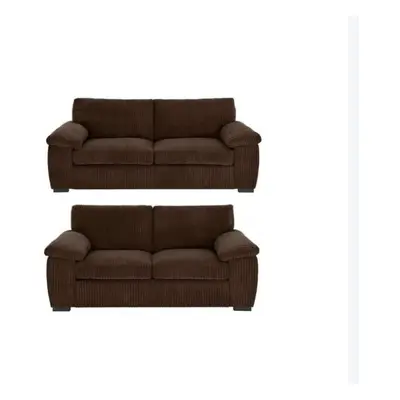 (3&2 Seater Sofa, Chocolate) Atrani Jumbo Cord Fabric Sofa