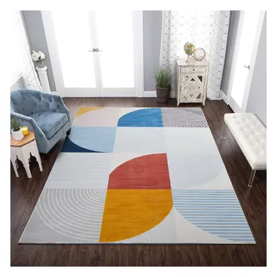 (160x230 cm, KIRA- PRINTED RUG) Modern Non-Slip Rugs Printed Geometric Carpet Mat