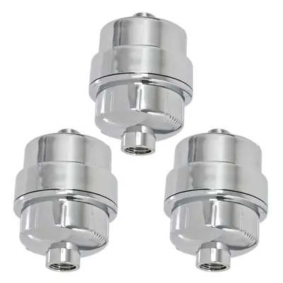 UNIVERSAL Shower Head Filter Chrome Steel Effect Hard Water Purifier Softener (Pack of 3)