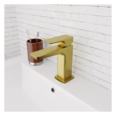 Nes Home Modern Brushed Brass Bathroom Basin Mono Mixer Tap