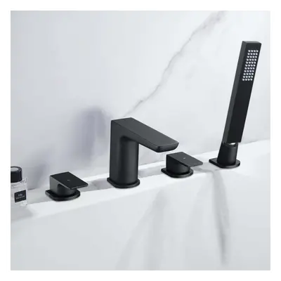 Kenninton Bath Filler, Hot & Cold Tap & Shower Handset Hole Set Matte Black