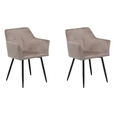 Set of Dining Chairs JASMIN Velvet Taupe