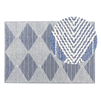 Wool Area Rug x cm Light Beige and Blue DATCA