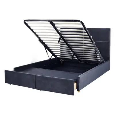 Ottoman Bed VERNOYES x cm (EU King Size) Velvet Black