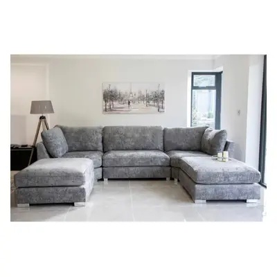 (Full Back) Luxe U-Shaped Sofa Scatter Back/ Full Back/ Grey