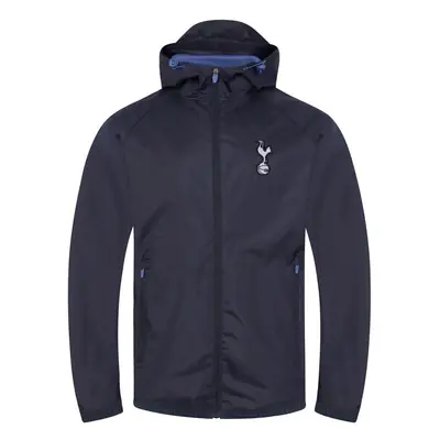 (Navy Peak Hood, XL) Tottenham Hotspur Mens Jacket Shower Windbreaker OFFICIAL Football Gift