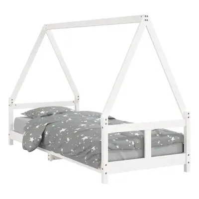 (white, x cm) vidaXL Kids Bed Frame Bedstead Wooden Bed Base Black 80x200 cm Solid Wood Pine