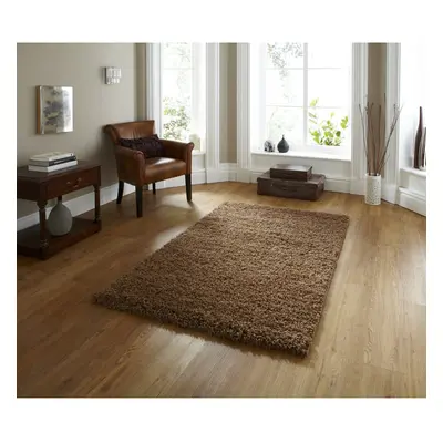 (Beige, 80cm x 150cm) Vista Plain Shaggy Pile Rug Machine Made Polypropylene Floor Mat