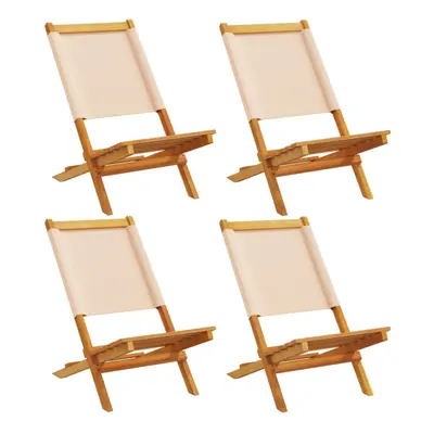 (beige, pcs) vidaXL Folding Garden Chairs pcs Chairs Cream White Fabric and Solid Wood