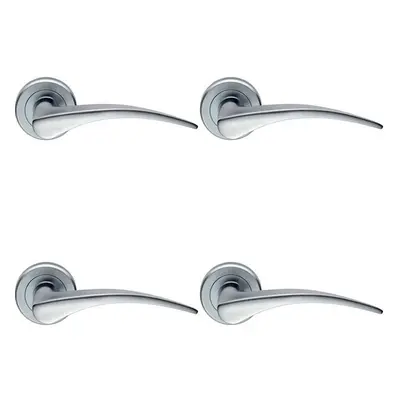 4x PAIR Arched Tapered Handle on Round Rose Concealed Fix Satin Chrome