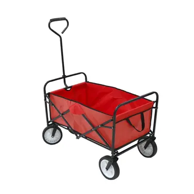 Oypla Red Heavy Duty Foldable Garden Festival Trolley Folding Cart Wagon Truck Wheelbarrow