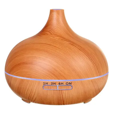 (Light wood grain) 500ml Light Colors Humidifier Time Settings Cool Mist Aromatherapy Essential 