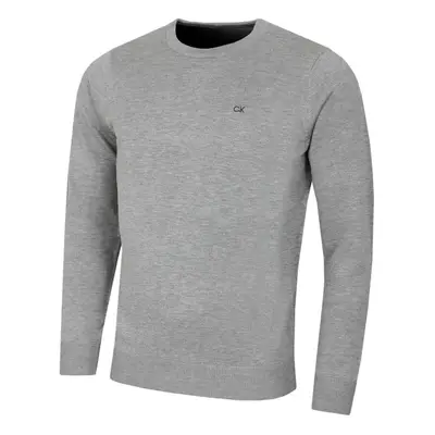 (L, Grey Marl) Calvin Klein Mens Crew Neck Soft Cotton Breathable Sweater