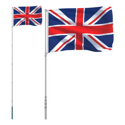 vidaXL UK Flag and Pole 5.55 m Aluminium Outdoor Garden Camping Flag Pole