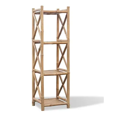 vidaXL 4-Tier Square Bamboo Shelf Bookcase Standing Shelf Plant Stand Rack