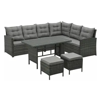 (Grey, Without Cover) EVRE Monroe Seater Garden Rattan Furniture set