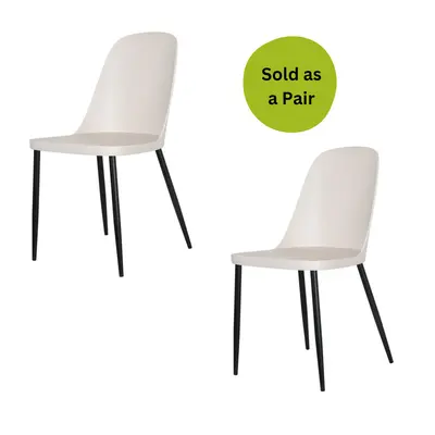 (Cream) Home Source Baldwin Pair of Plastic Dining Chairs