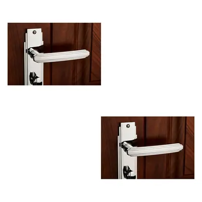 2x PAIR Line Detailed Handle on Bathroom Backplate x 45mm Polished Chrome